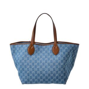 Gucci Totissima Large Gg Denim & Leather Tote, Blue